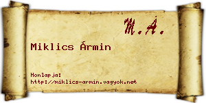 Miklics Ármin névjegykártya
