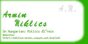 armin miklics business card